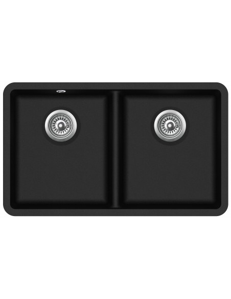 Clearwater Nova, Large 2.0 Double Bowl Kitchen Sink, Granite JET black, 810 x 480mm