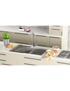 Clearwater Nova, Large 2.0 Double Bowl Kitchen Sink, Granite Fossil, 810 x 480mm 2