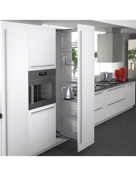 Sige 300mm Tall Larder Kitchen Pull Out 1880-2180mm Chrome Wire I540-073