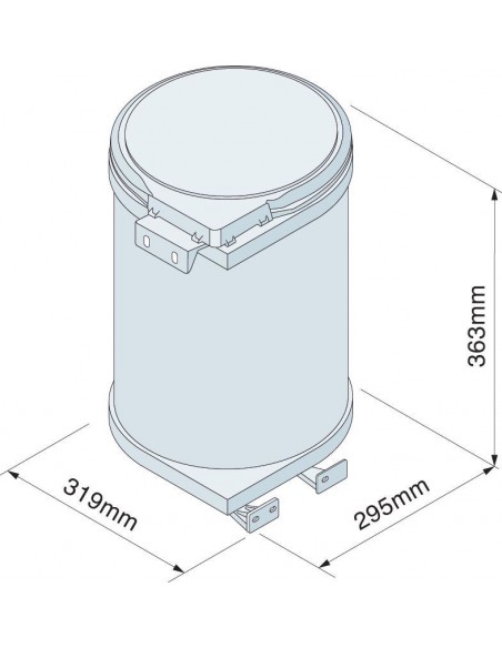 Automatic Opening Kitchen Bin Min 400mm 15L Stainless Steel Door Mount BIN30