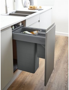 400mm ECO-Top Waste Bin 40L Kitchen Blumotion Door Fix Double 5040.2040+VEO