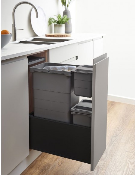 300mm Ninka ECO-Base Waste Bin 44.2L Blum Legrabox Drawer Black ECO44B