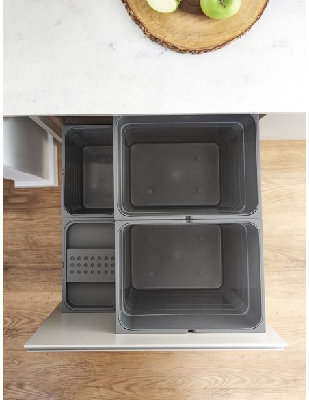 500mm ECO-Base Waste Bin Ninka 80L Blum Legrabox Drawer Grey Softclose ECO80G5