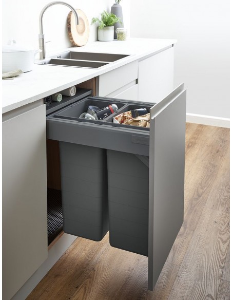 450mm ECO-Top Waste Bin Kitchen Blumotion Door Fix 68.2L BioBin Caddy 5045.2064+VEO