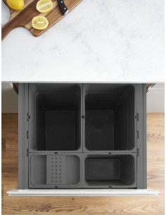 600mm ECO Top Waste Bin Blum Tandembox 80L Kitchen Quad Containers 5060.4080+VEO 2