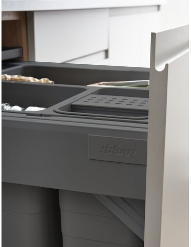 600mm ECO Top Waste Bin Blum Tandembox 80L Kitchen Quad Containers 5060.4080+VEO