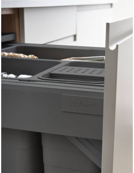 600mm ECO Top Waste Bin Blum Tandembox 80L Kitchen Quad Containers 5060.4080+VEO