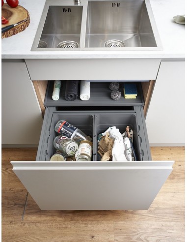 600mm ECO Waste Bin Under-Sink Blum Runners 54.2L Double Containers 5060.2050+VEO