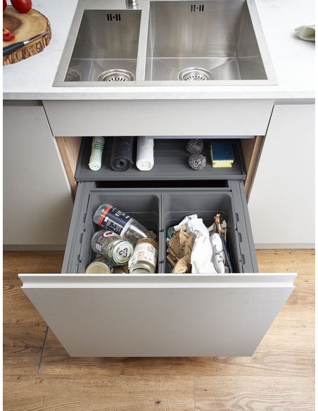 600mm ECO Waste Bin Under-Sink Blum Runners 54.2L Double Containers 5060.2050+VEO