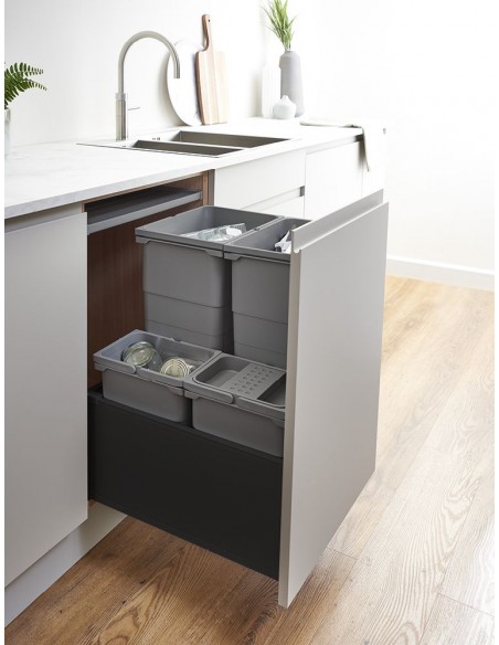 500mm ECO-Base Waste Bin Ninka 80L Blum Legrabox Drawer Black ECO80B5