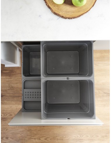 500mm ECO-Base Waste Bin Ninka 80L Blum Legrabox Drawer Black ECO80B5