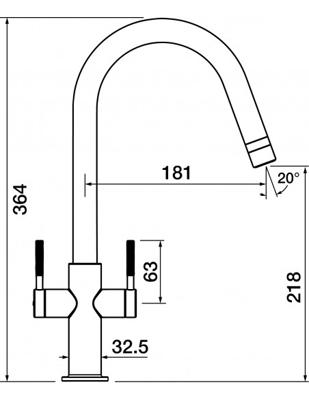 Clearwater Topaz Kitchen Tap J Spout Spray Matt Black Twin Lever