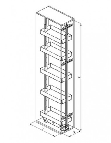 Sige 300mm Tall Larder Kitchen Pull Out 1880-2180 Proline Solid Trays I560-073