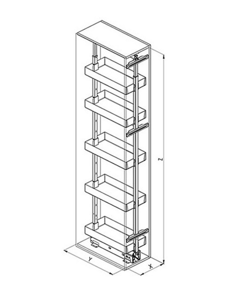 Sige 300mm Tall Larder Kitchen Pull Out 1880-2180 Proline Solid Trays I560-073