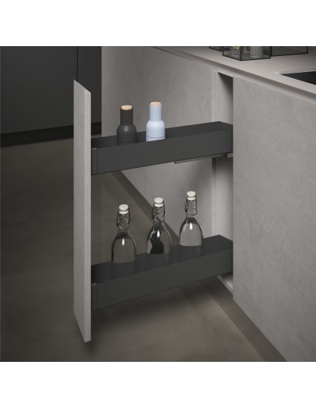 150mm Pull-Out Sige Kitchen Base Storage Anthracite Trays Soft-Closing I560-010
