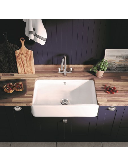 Thomas Denby Essex Butler Kitchen Sink 800mm Apron Front White Ceramic TES800