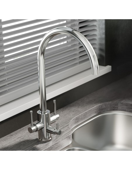 Curvato Trio Water Filter Mixer Kitchen Tap Chrome 1810 CUR/01/CH-TRIO