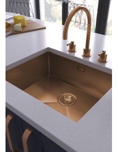 90mm Copper Waste Kit Overflow ZEN Kitchen Sink Plug 1.0 Bowl 1810 AC-BSW-PACK1-COP 2