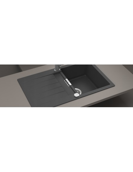 Schock Signus D100 Puro Black Cristadur Granite Kitchen Sink Compact