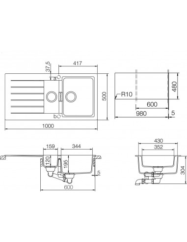 Schock Signus D150 Polaris Kitchen Sink Granite Cristadur & Waste Kit SCH-SIGD150APOL/2565