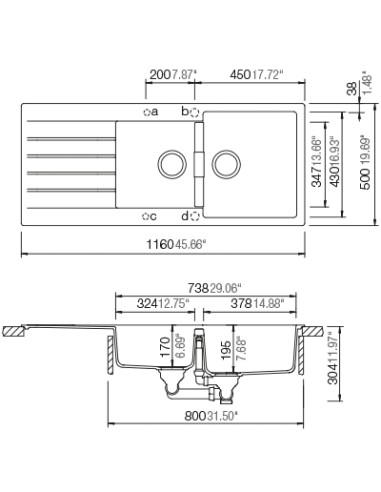 Schock Stone D200 Double Bowl & Drainer Kitchen Sink, Stone