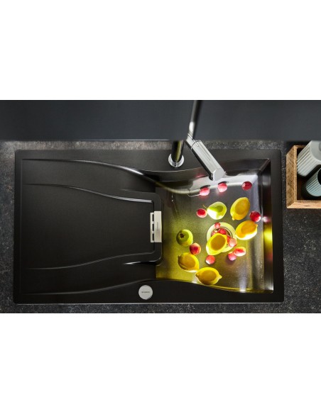 Schock Waterfall D100 Kitchen Sink, Cristadur Carbonium Granite & waste