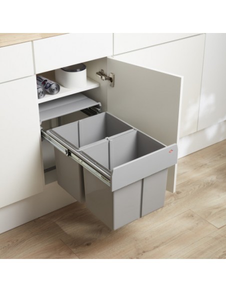 400mm Wesco Bio Double Kitchen Waste Bin Hinged Door 32L Base Mount 787811-85