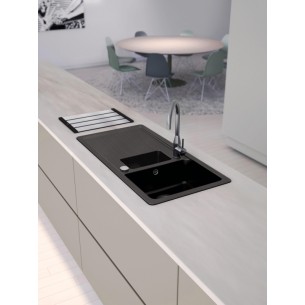 Schock Pinedo D150 Kitchen Sink, Granite Cristalite, Asphalt & Waste kit 2