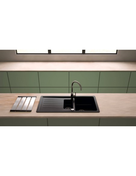 Schock Pinedo Kitchen Sink, 1.5 Bowl Cristalite Croma