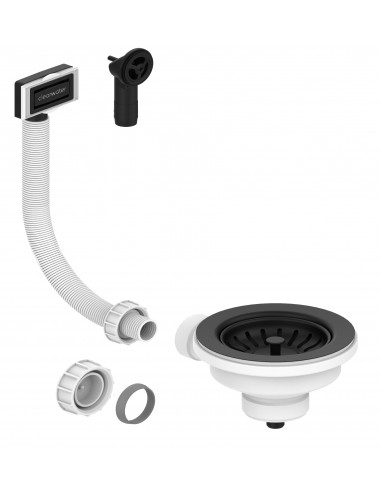 Clearwater 90mm Waste Plug Kitchen Sink Basket Strainer Matt Black W90MB OR W90OMB + Overflow