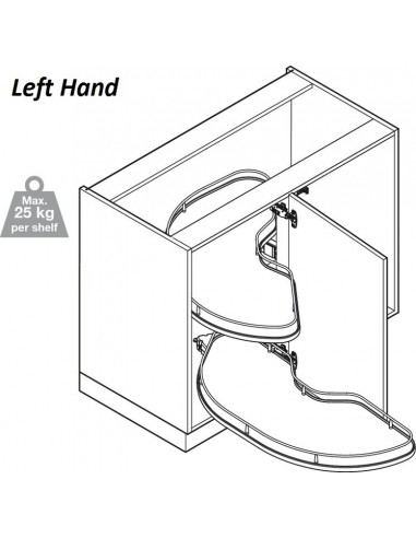 Sige Corner Carousel, Shelf Fix, 800mm Handed, Soft Closing Kitchen storage