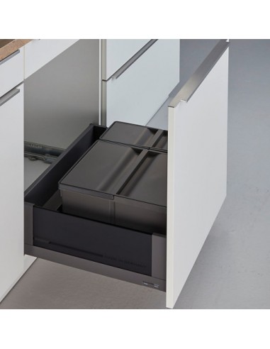 600mm Drawer Waste Bin 28L Gollinucci Kitchen Duo Containers Trimmable 9XL/600-GY