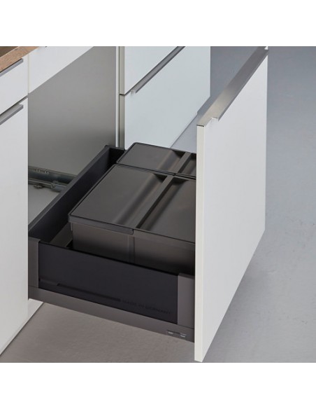 600mm Drawer Waste Bin 28L Gollinucci Kitchen Duo Containers Trimmable 9XL/600-GY