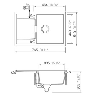 Silverstone Mono Granite Kitchen sink, Cristadur Compact sink for laminate worktops 2