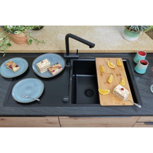 Schock Cristradur Mono D100L Large, Black granite kitchen sink 2
