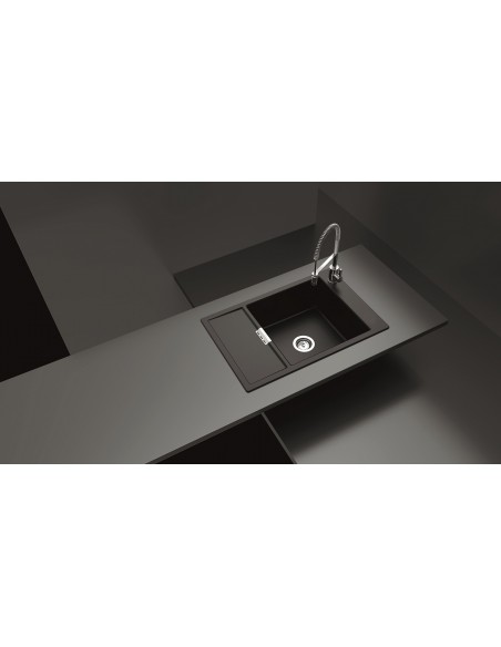 Schock Mono D100XS Large bowl kitchen sink, small compact drainer, Carbionium Crustadur