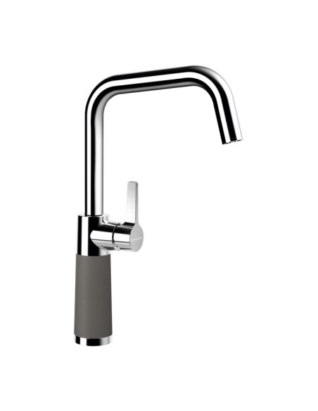 Schock SC530 Kitchen Tap, Cristadur granite, Silverstone. Tall spout & chrome