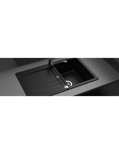 Schock Typos Granite Kitchen Sink Cristalite 1.0 bowl & drainer, Nero