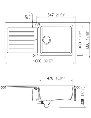 Schock Typos D100L Kitchen siink, Cristalite granite, Asphalt