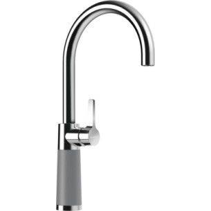 Schock SC-520 Swan neck kitchen tap, Chrome & cristalite Croma grey