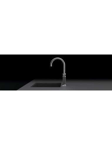 Schock SC-520 Swan neck kitchen tap, Chrome & cristalite Croma grey