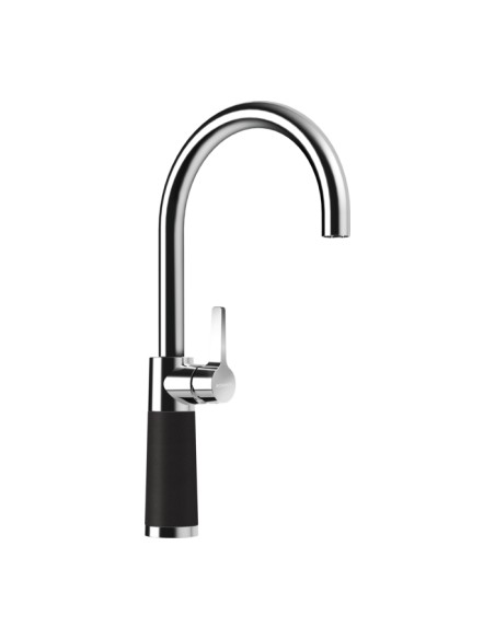Schock SC-520 Swan neck kitchen tap, Chrome & cristalite Nero Black