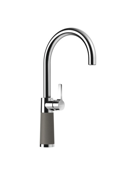 Schock SC-520 Swan neck kitchen tap, Chrome & cristalite Asphalt