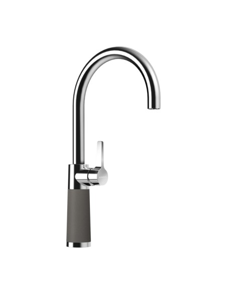Schock SC-520 Swan neck kitchen tap, Chrome & Cristadur granite Silverstone