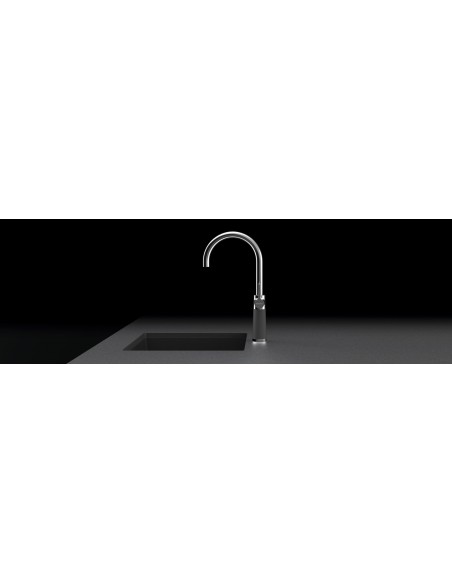 Schock SC-520 Swan neck kitchen tap, Chrome & cristalite Alpina white