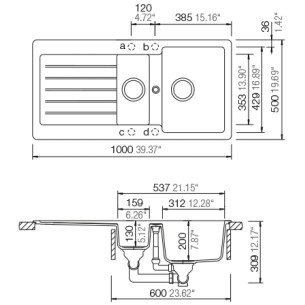 Schock Typos D150 Kitchen sink, White Alpina Granite Cristalite & waste 2