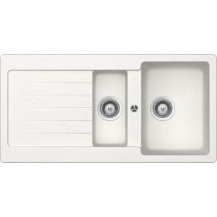 Schock Typos D150 Kitchen sink, White Alpina Granite Cristalite & waste