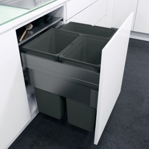 600mm Vauth-Sagel Envi Space Waste Bin XX 91L 515mm Depth Lava Triple 50344304
