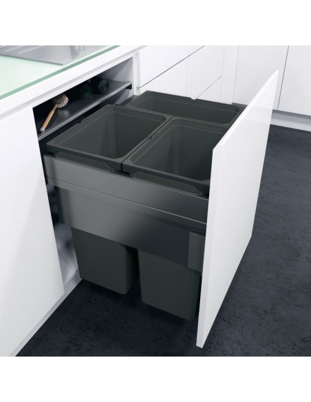 600mm Vauth-Sagel Envi Space Waste Bin XX 91L 515mm Depth Lava Triple 50344304