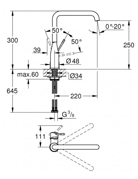 Grohe Essence Kitchen Tap Polished Chrome 30269 000 Single Lever Mixer